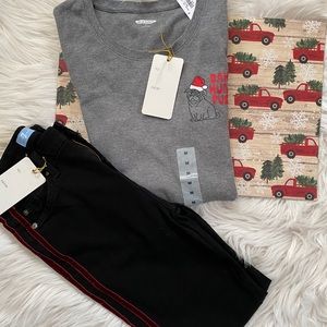 🎄NWT Old Navy “Bah Hum Pug” Christmas Henley | M